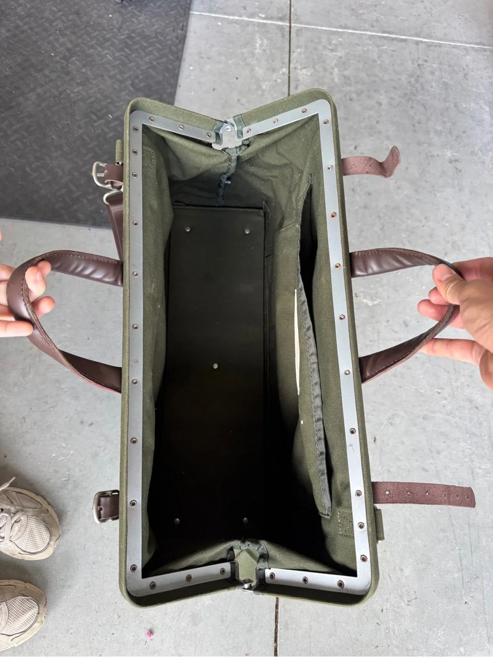 Line of Trade Olive Green Canvas Duffel with Dark Brown Leather Trim